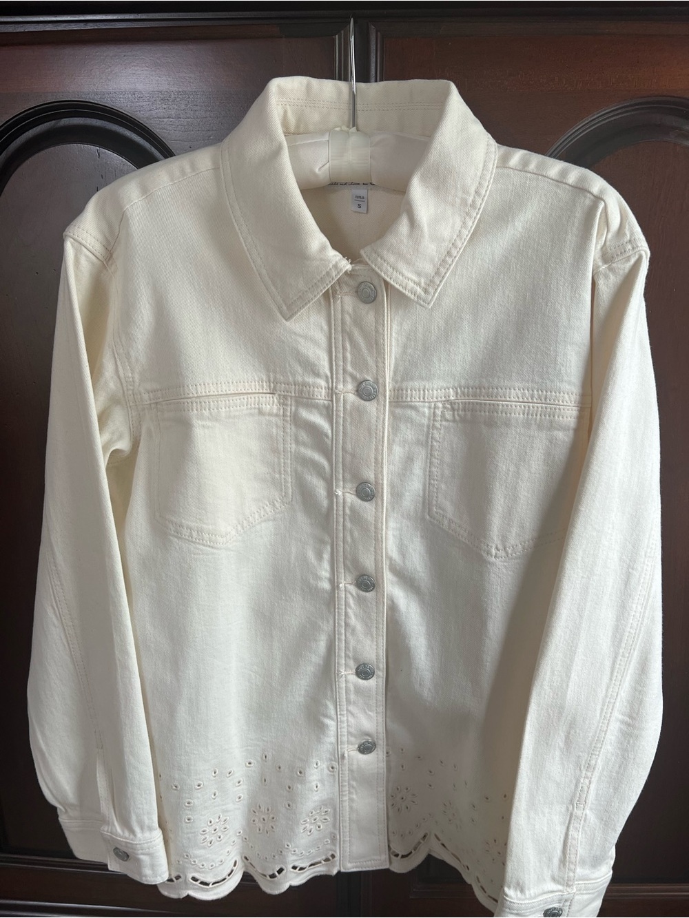 LOFT Cream Collared Button Jacket